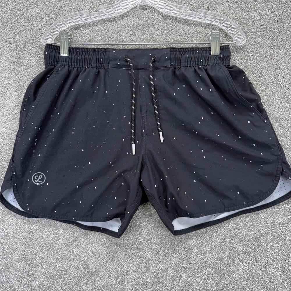 Legends Luka Shorts Mens Medium Black 5in Spotted Lined Drawstring Athletic Gym